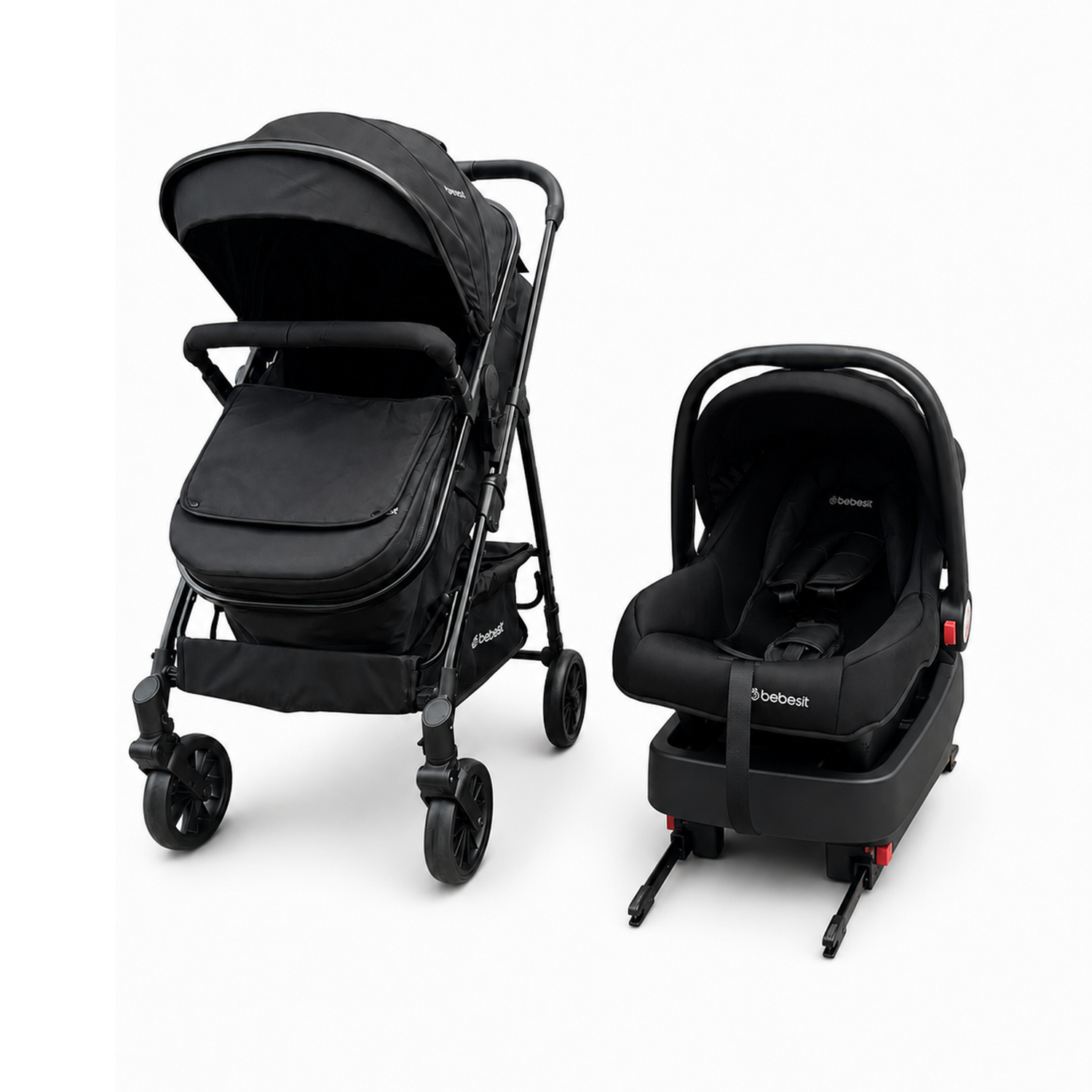 Coche Cuna Travel System Aureo Isofix Negro Bebesit