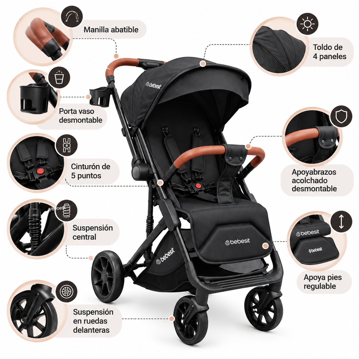 Coche Travel System Safetrip Isofix Negro