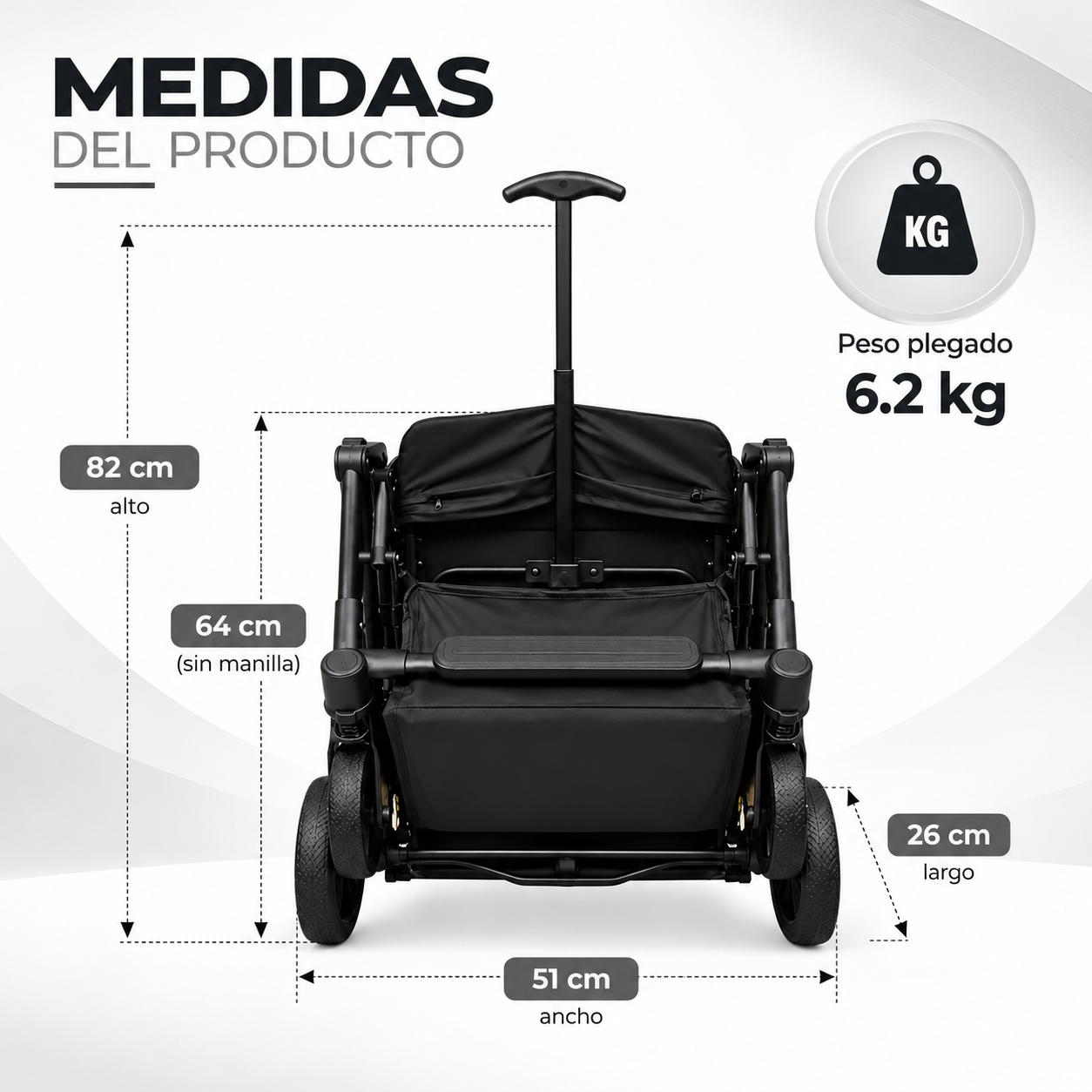 Coche Paseo Maleta Compacto ZIP Negro