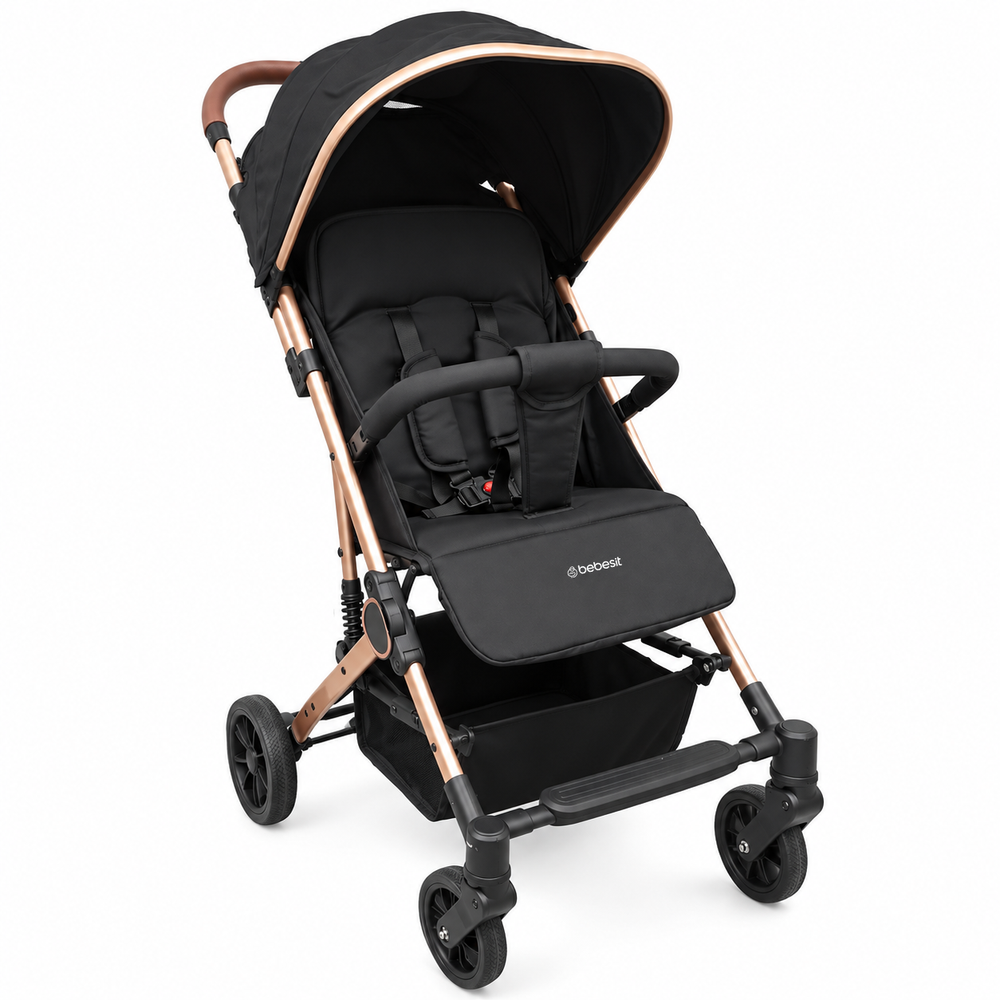 Coche Paseo Maleta Compacto ZIP Negro Dorado