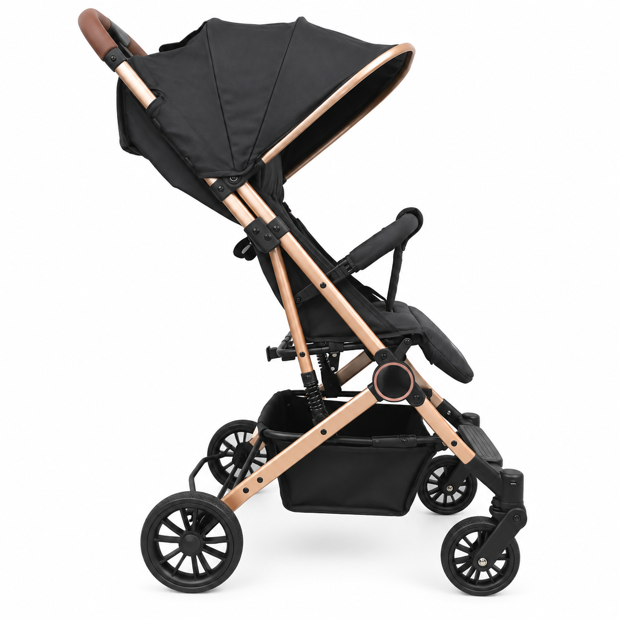Coche Paseo Maleta Compacto ZIP Negro Dorado