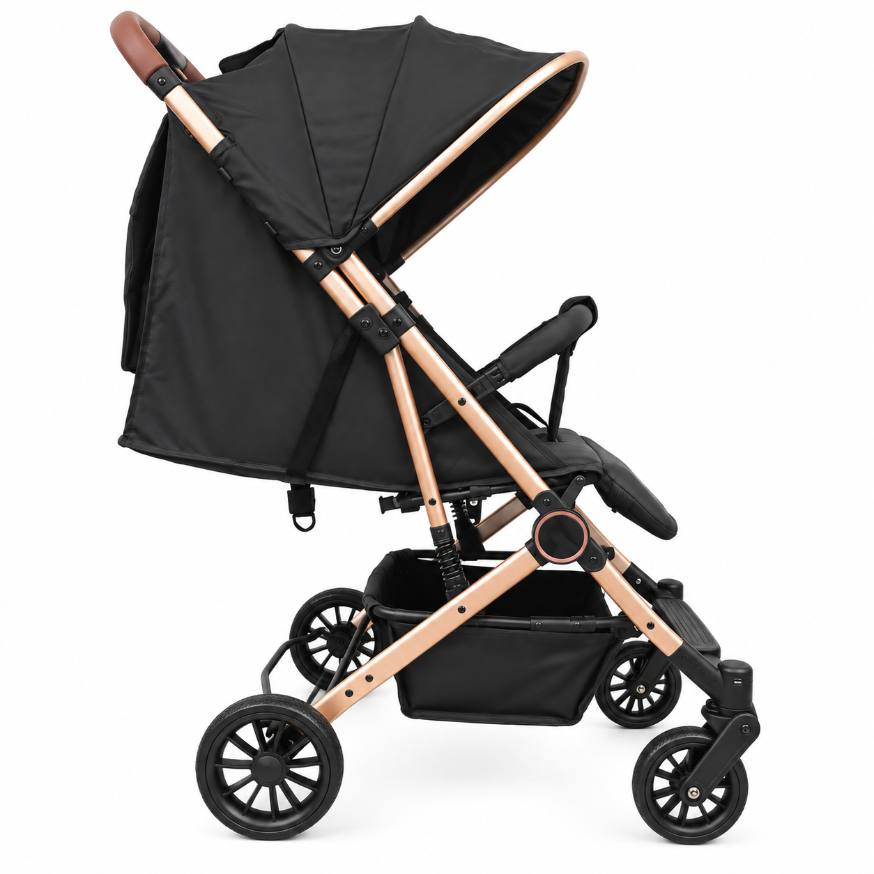 Coche Paseo Maleta Compacto ZIP Negro Dorado