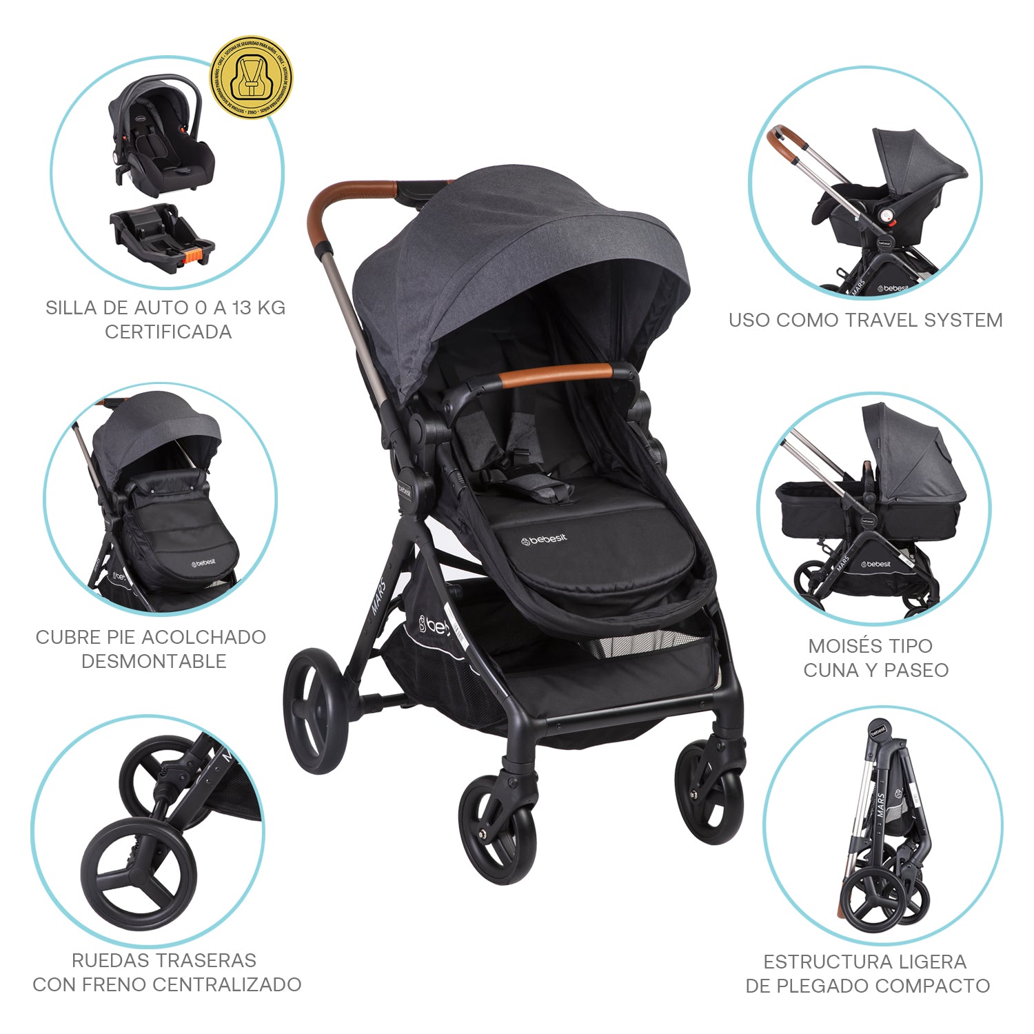 Coche Cuna travel system Mars LX Beige