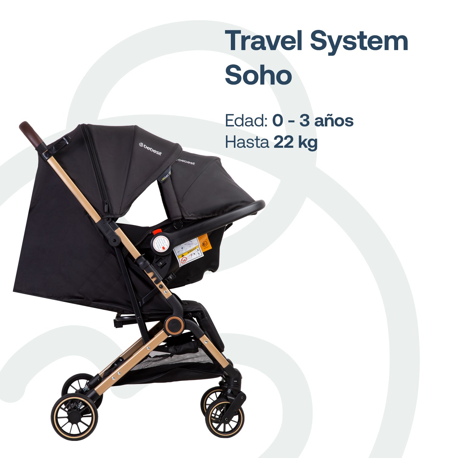 Coche Maleta Compacto Travel System Soho Negro