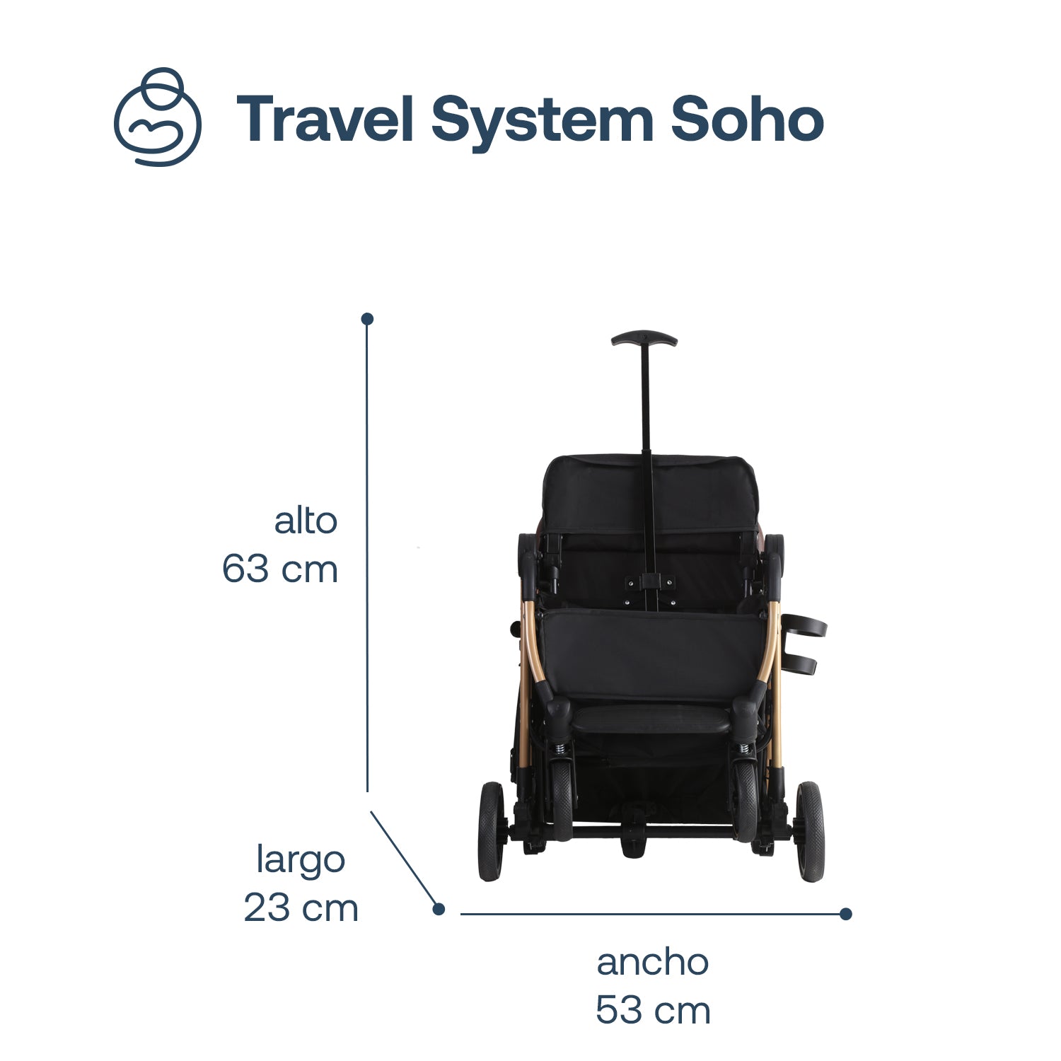 Coche Maleta Compacto Travel System Soho Negro