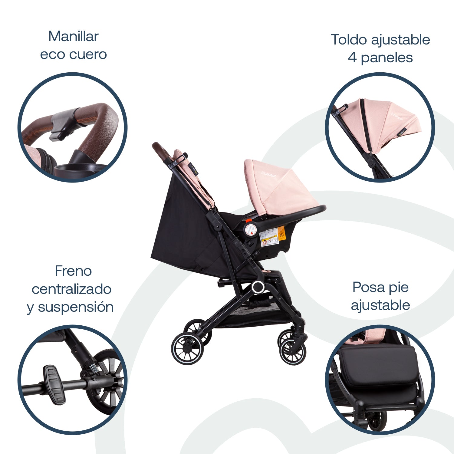 Coche Cuna Travel System Soho Rosa