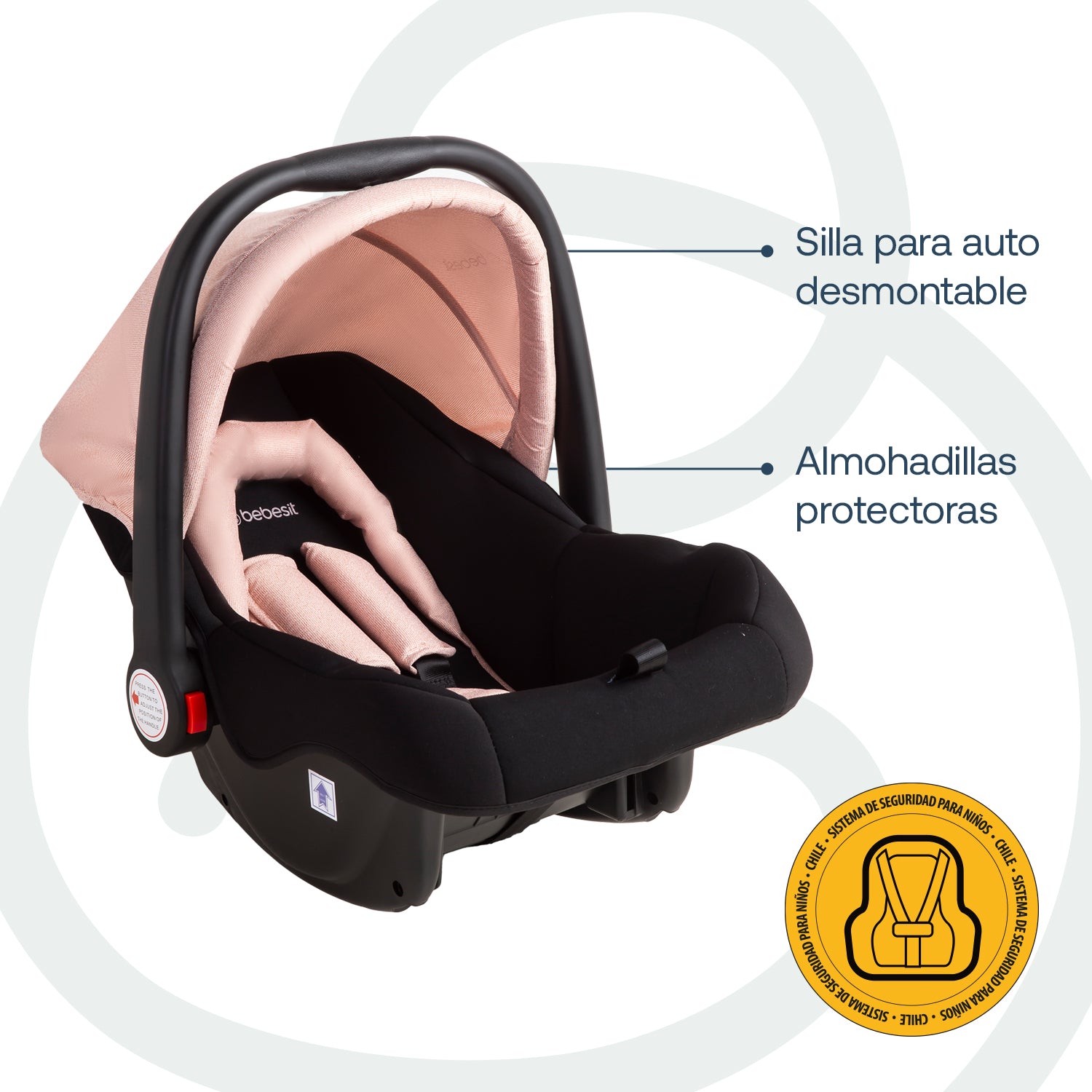 Coche Cuna Travel System Soho Rosa