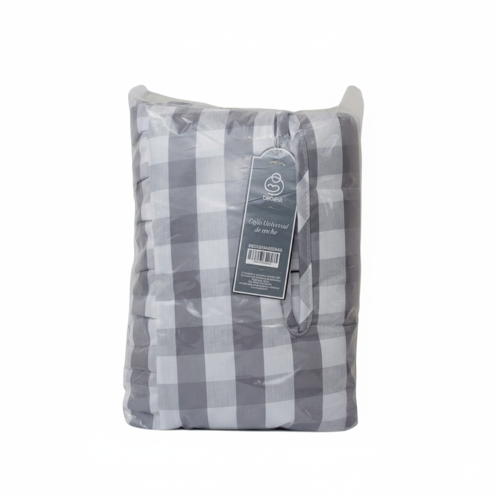 Cojín Universal Coche Paseo Diseño Cuadros Gris 40 x 80 cm