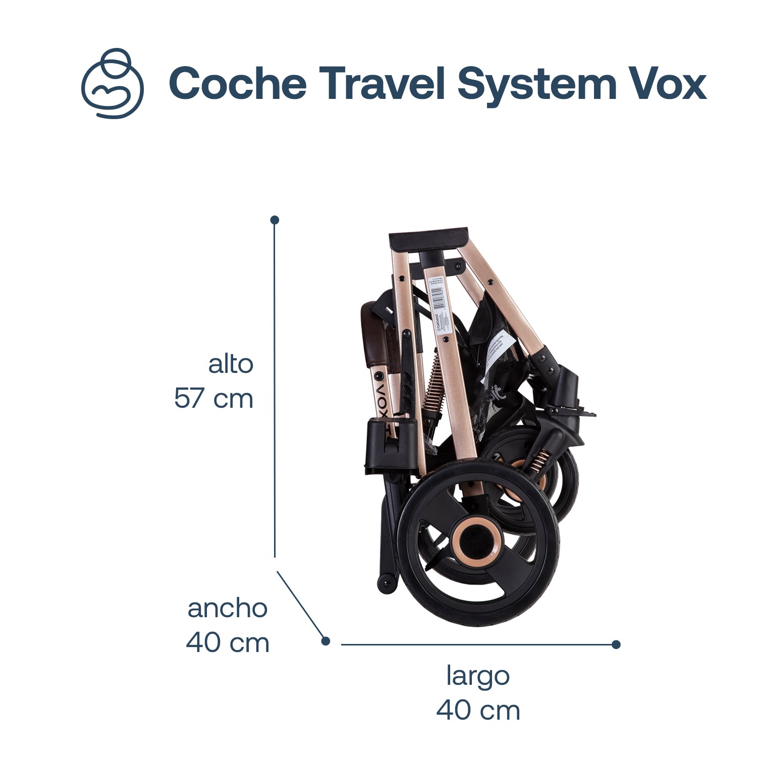 Coche Cuna Paseo Vox Gold Negro