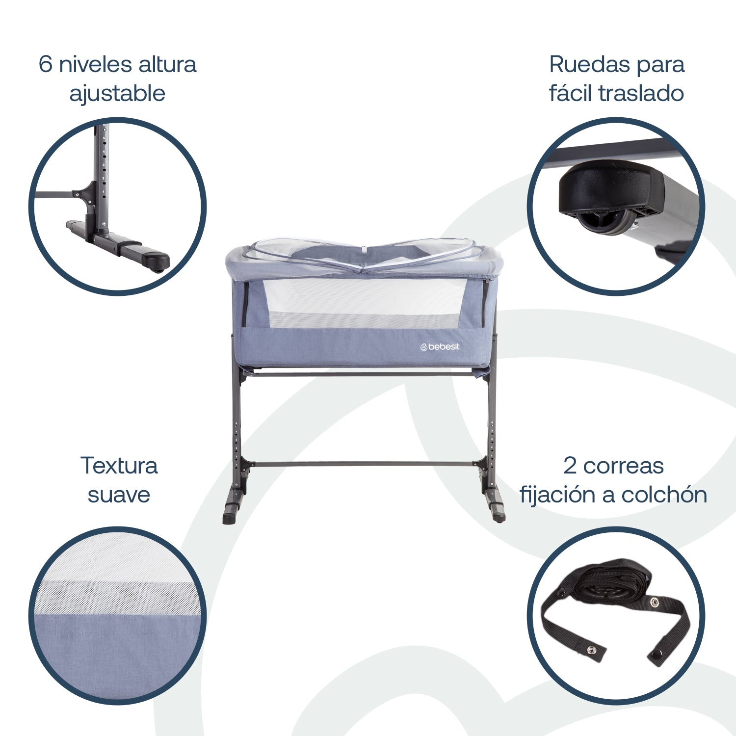 Cuna Colecho con Mosquitero MySide LX Azul