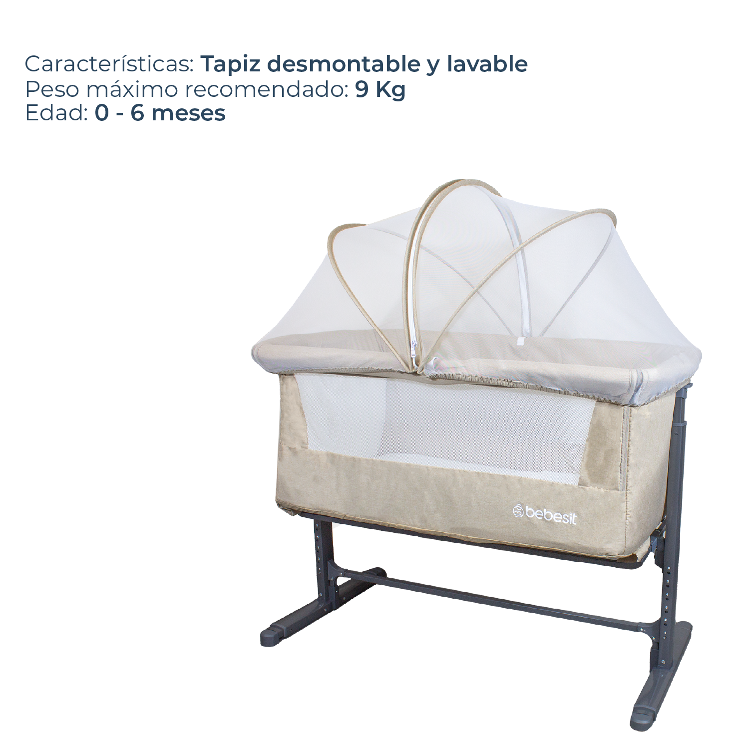 Cuna Colecho con Mosquitero MySide LX Beige Bebesit