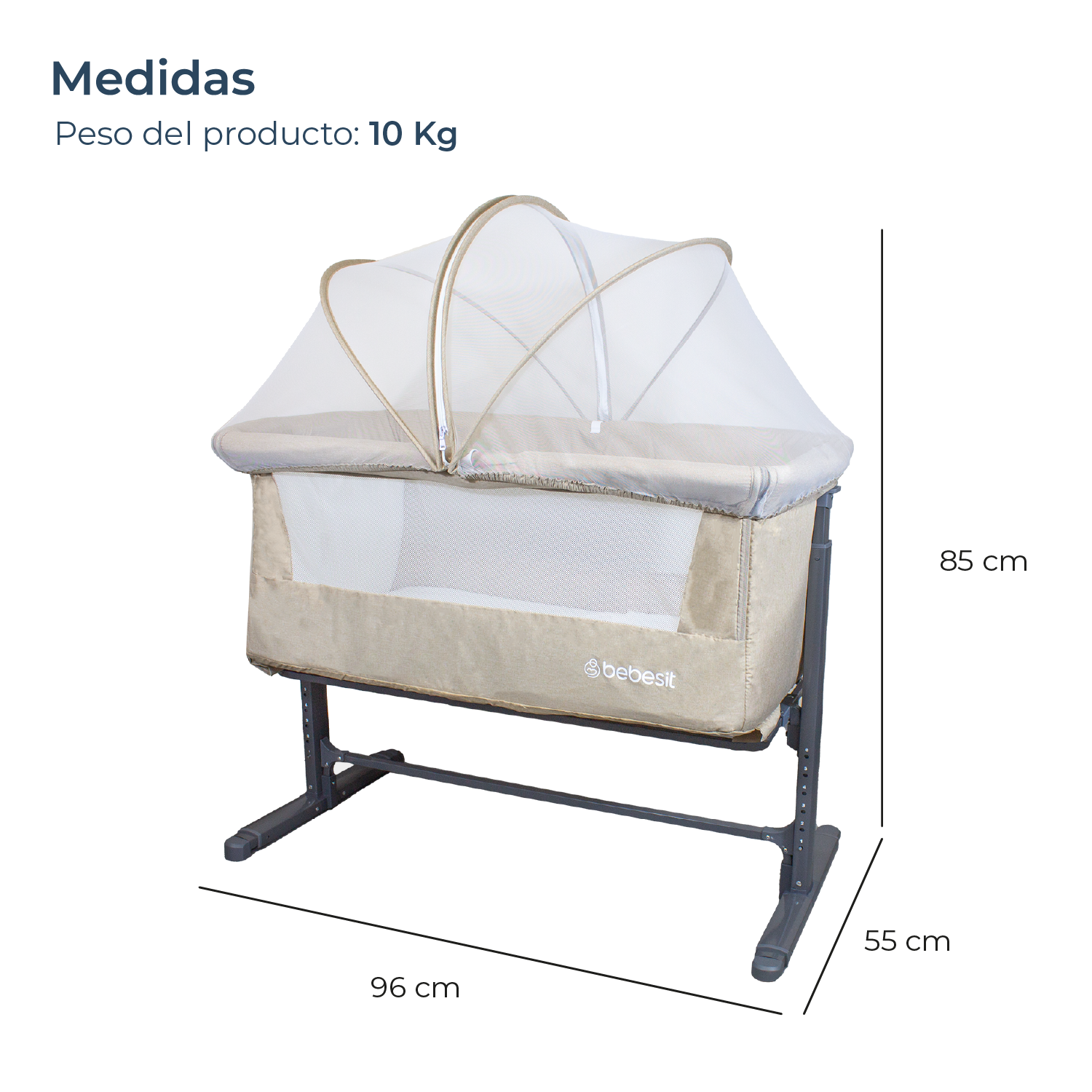 Cuna Colecho con Mosquitero MySide LX Beige Bebesit