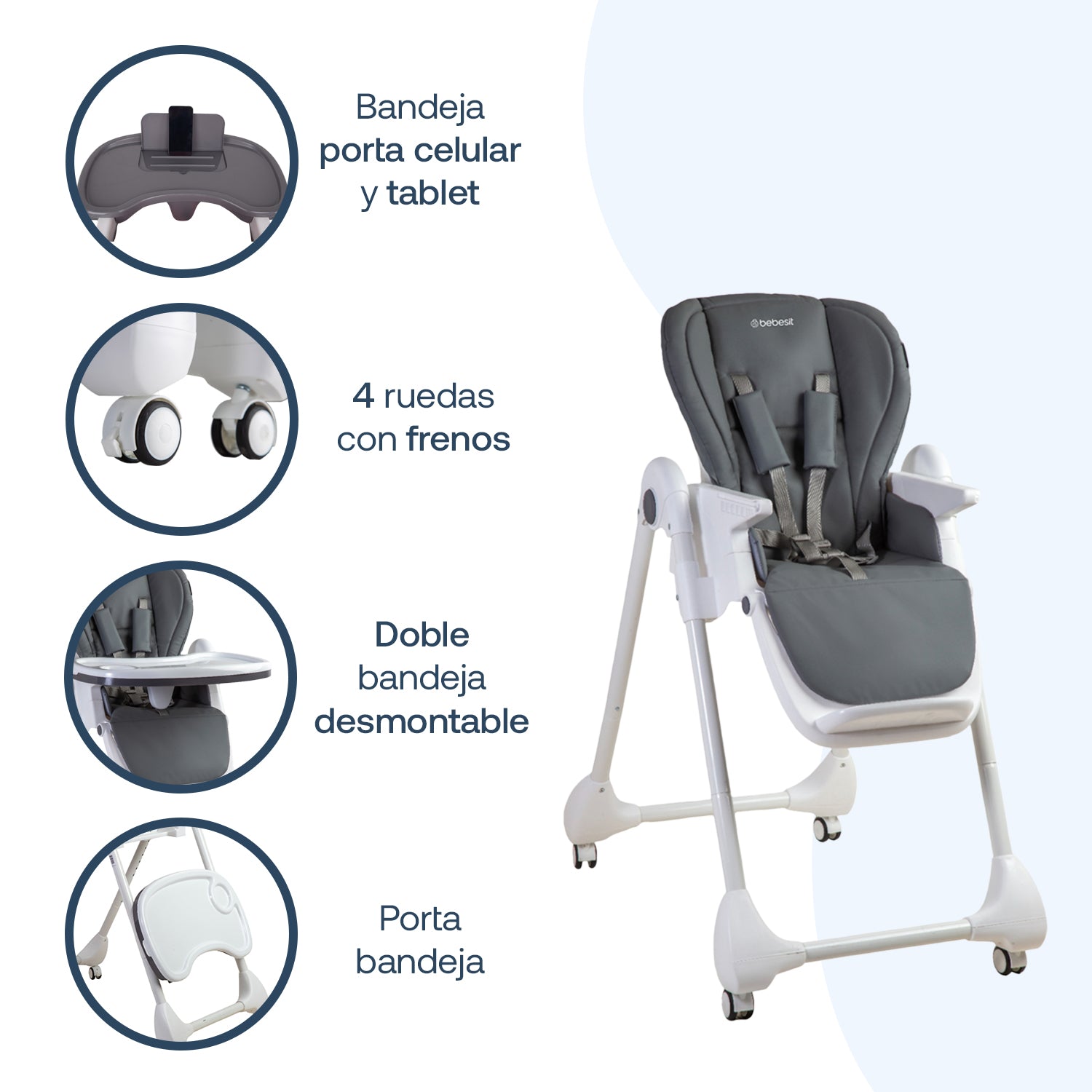 Silla de Comer EasyFeed Gris