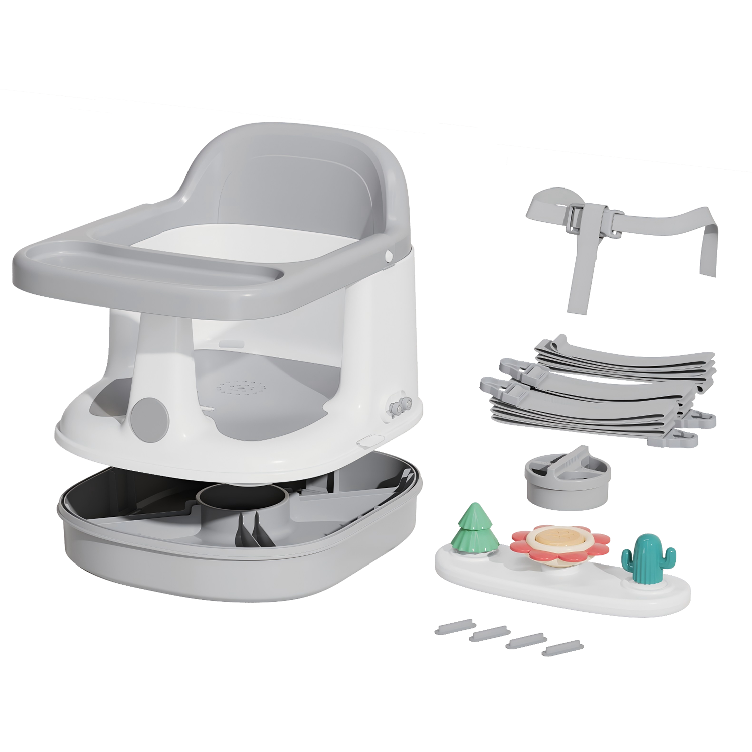 Silla de comer 2 en 1 Booster Gris