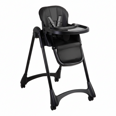 Silla de Comer Bebe Reclinable Plegable Easy Eat Negro