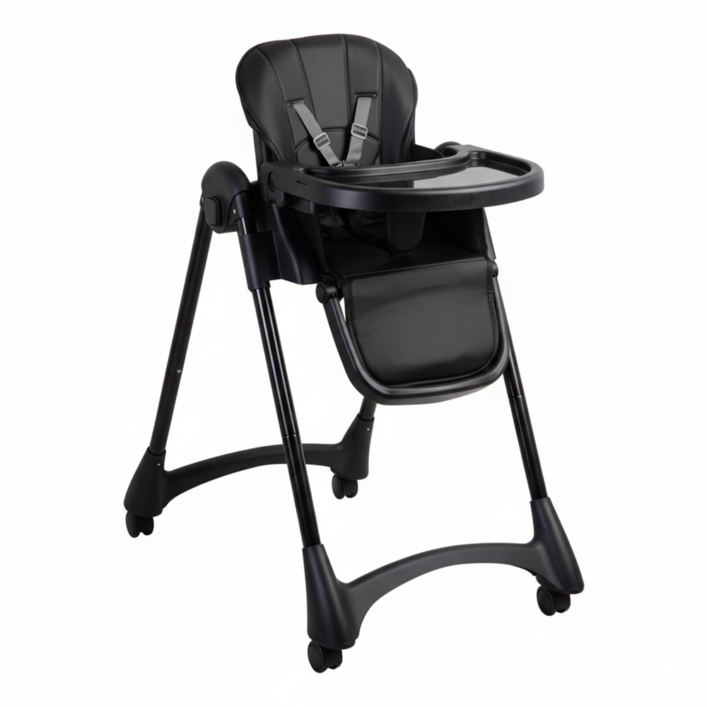 Silla de Comer Bebe Reclinable Plegable Easy Eat Negro