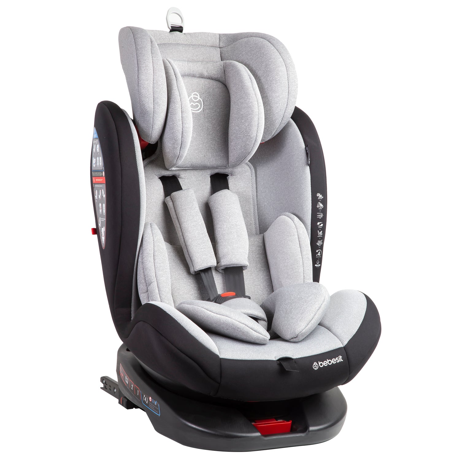 Silla de Auto Convertible 360° Isofix  Saturn Gris claro