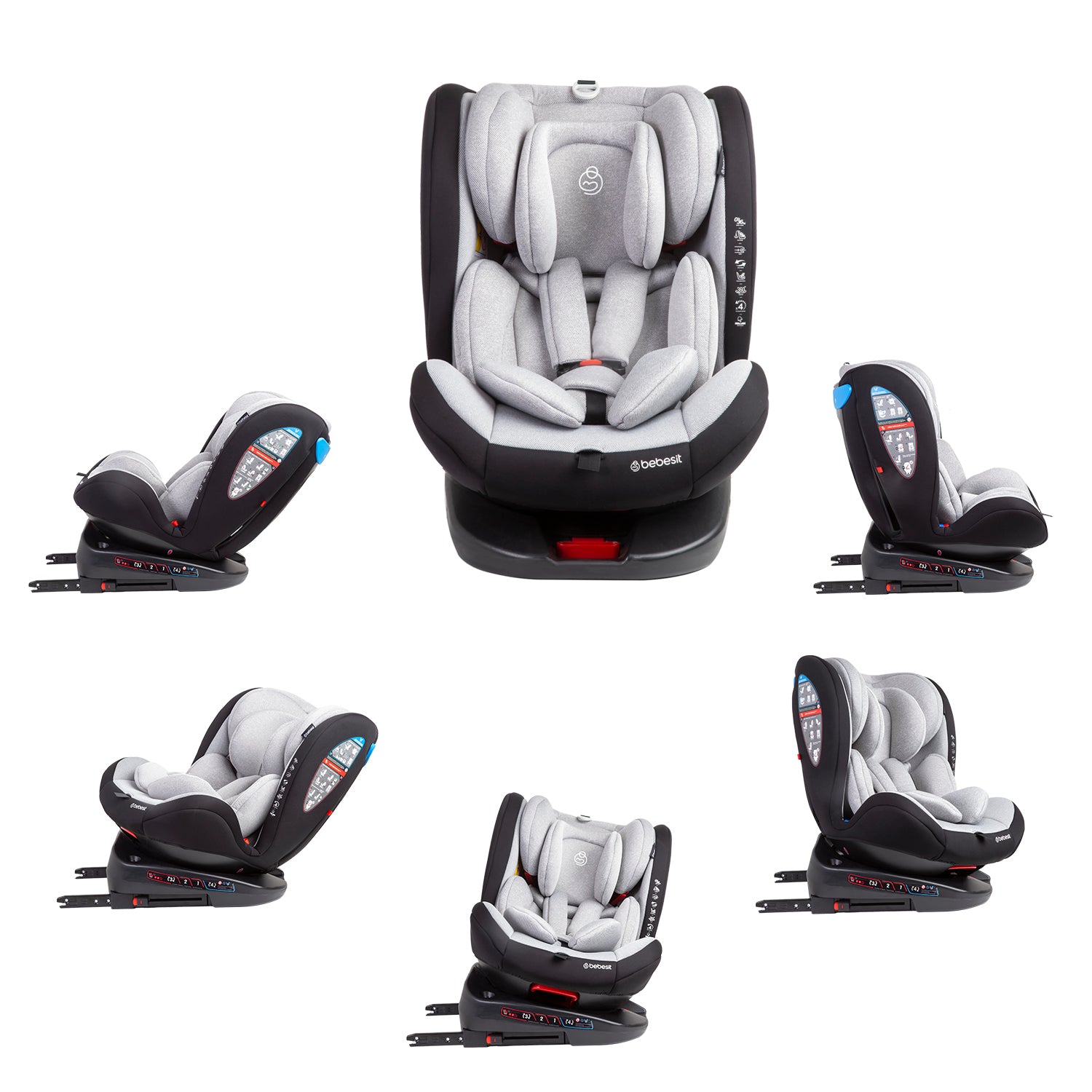 Silla de Auto Convertible 360° Isofix  Saturn Gris claro