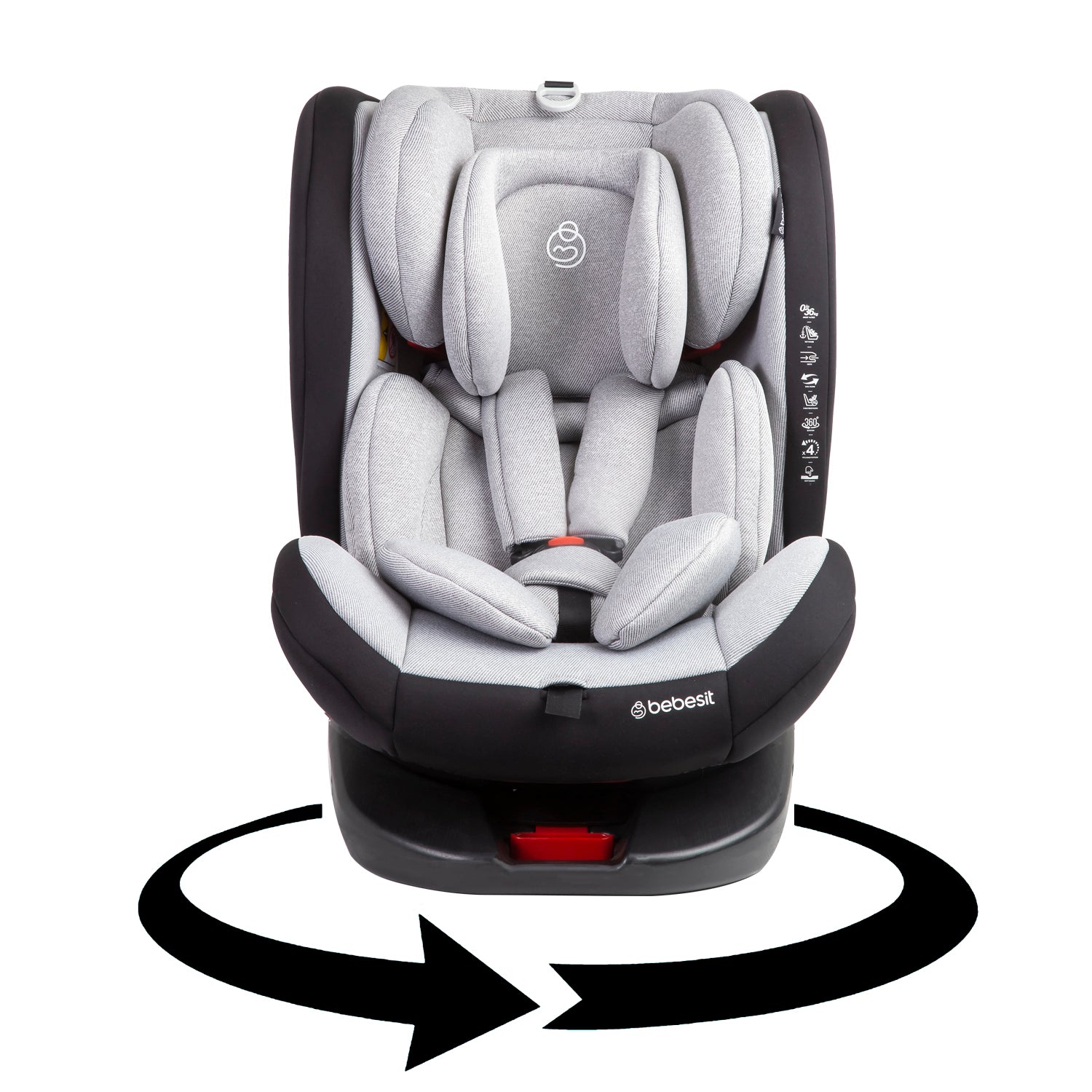 Silla de Auto Convertible 360° Isofix  Saturn Gris claro