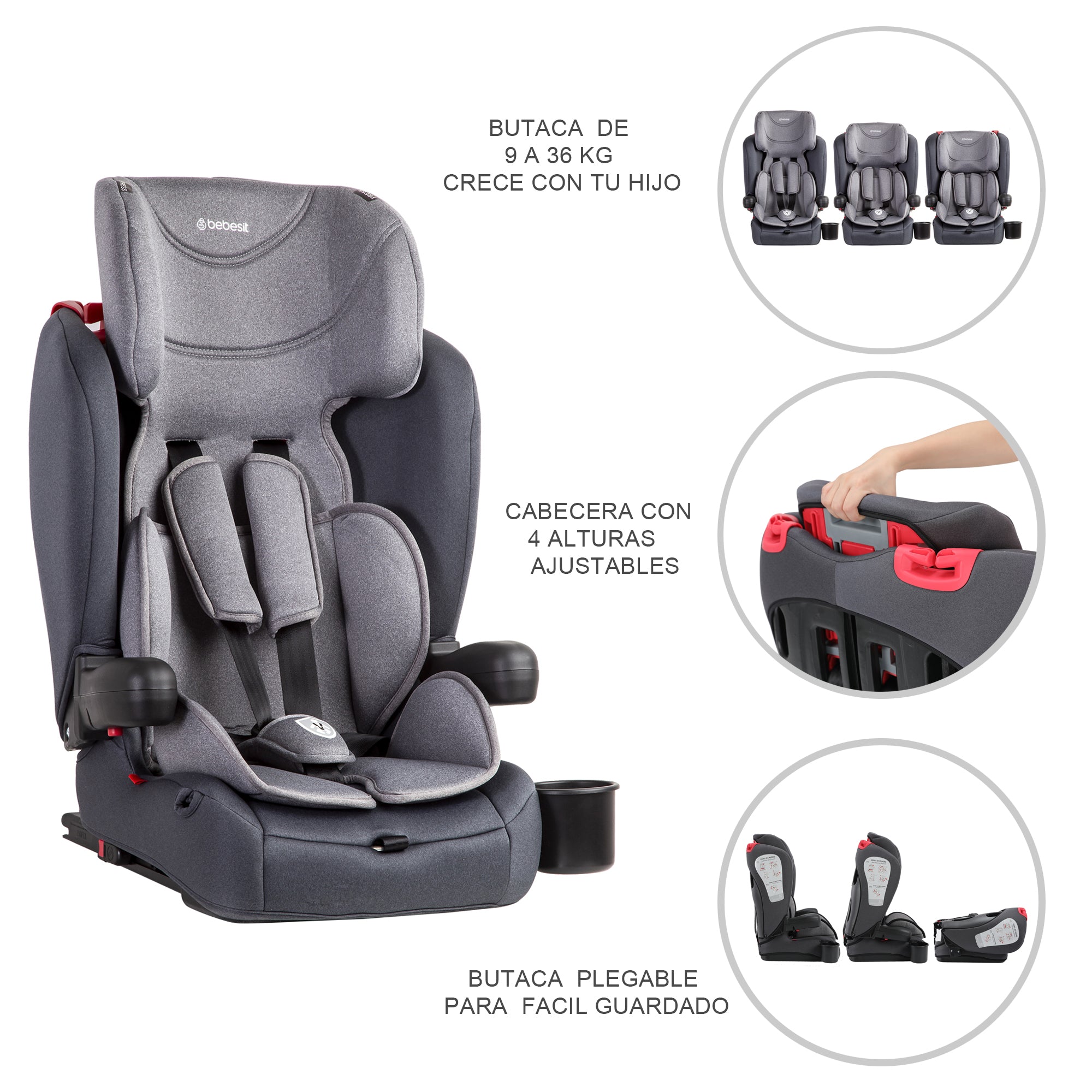 Silla de Auto Butaca SmartFix Isofix Gris