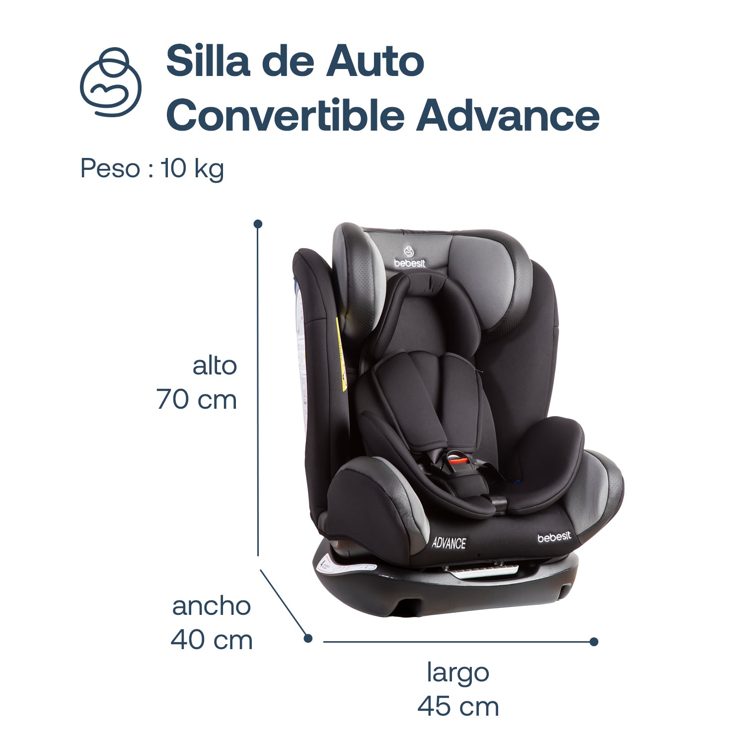 Silla de Auto Convertible Advance Gris