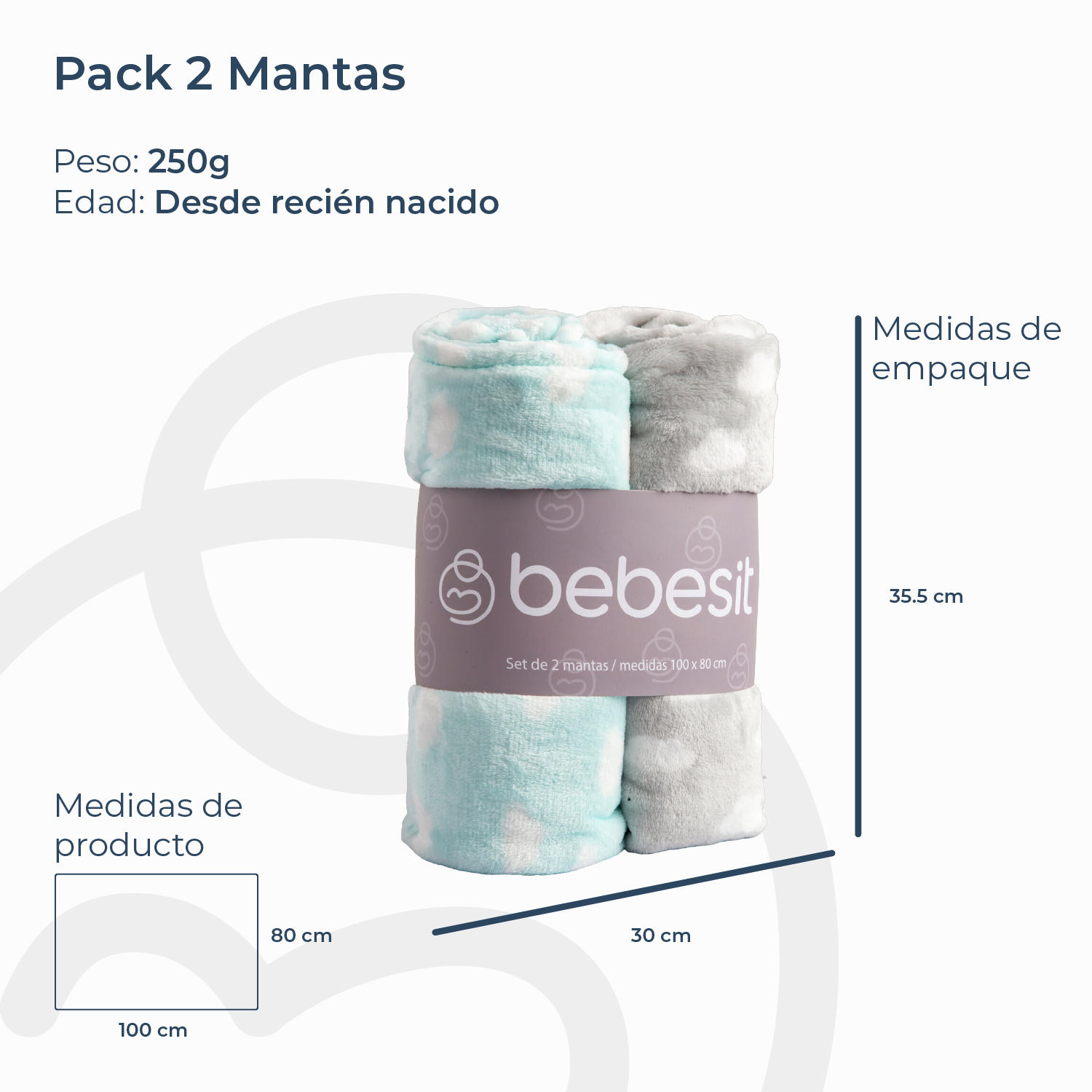 Pack 2 Mantas  Bebe Hipoalergénica 110*150 cm Celeste