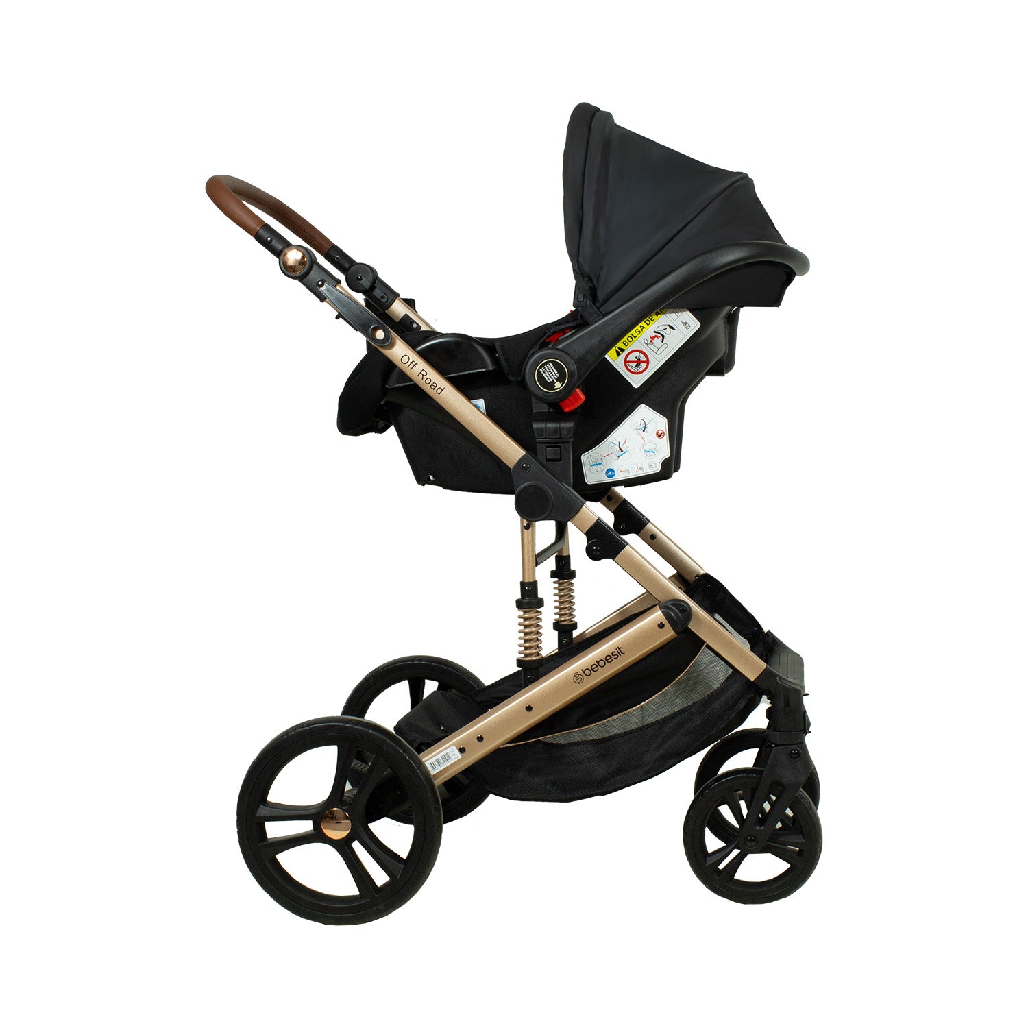 Coche Cuna Travel System Offroad Negro