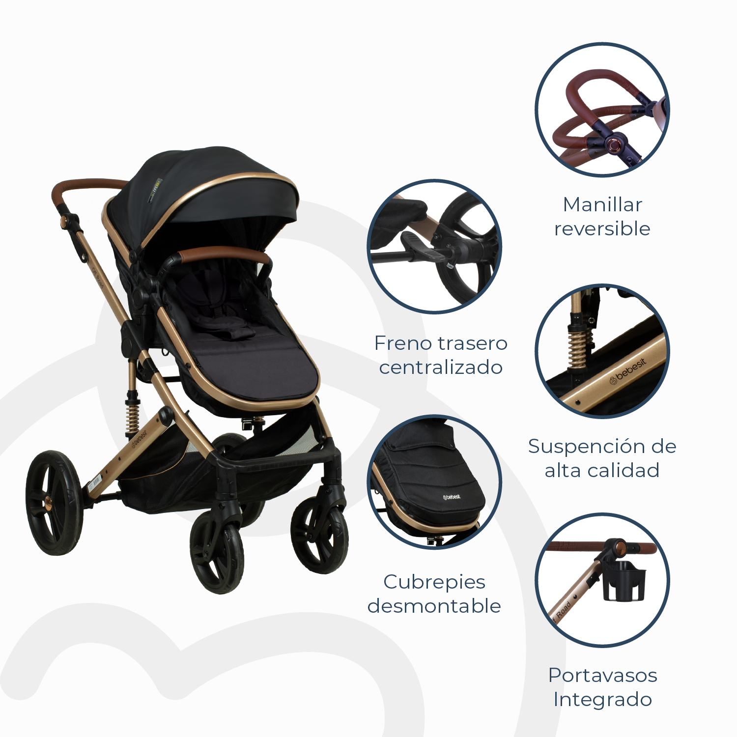 Coche Cuna Travel System Offroad Negro