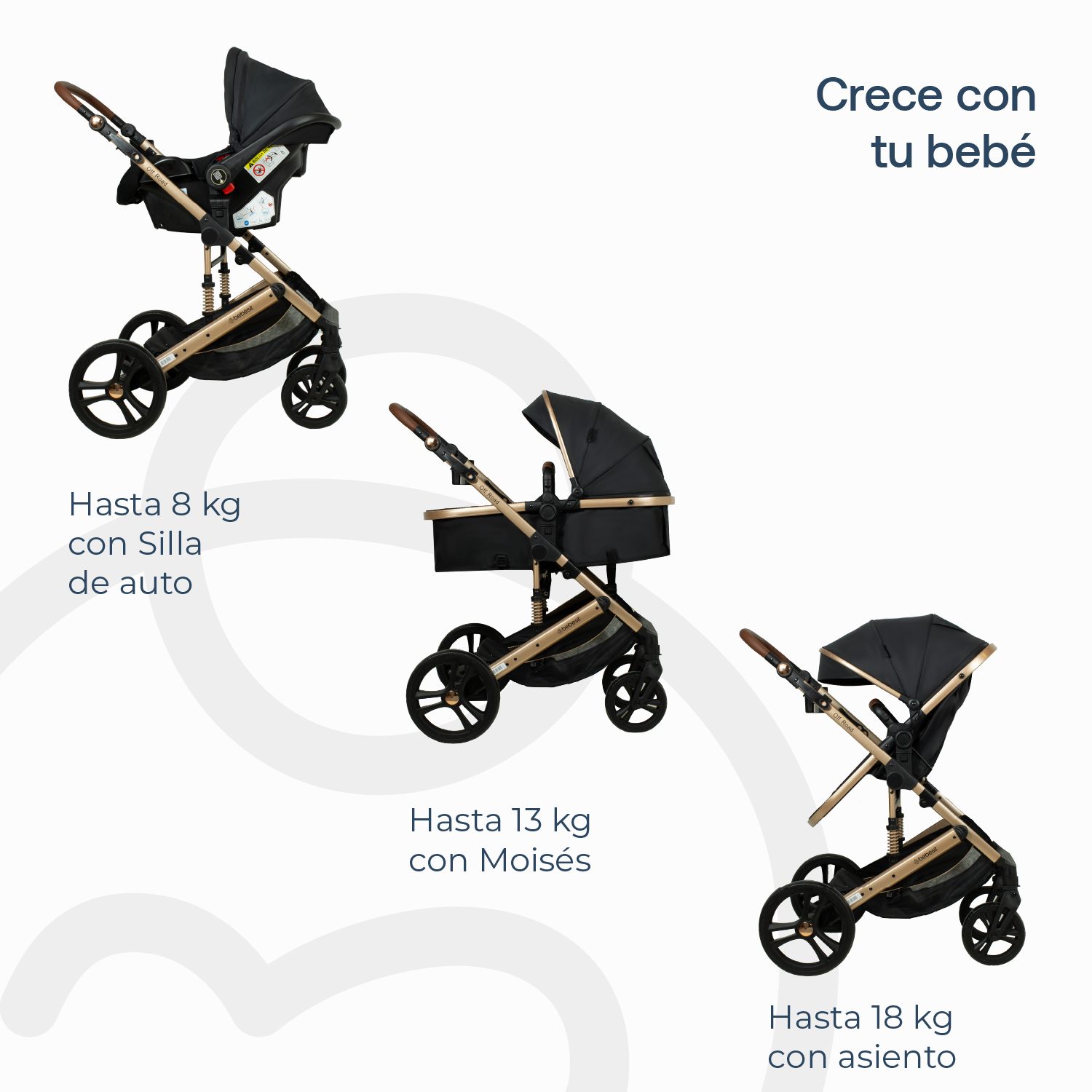 Coche Cuna Travel System Offroad Negro