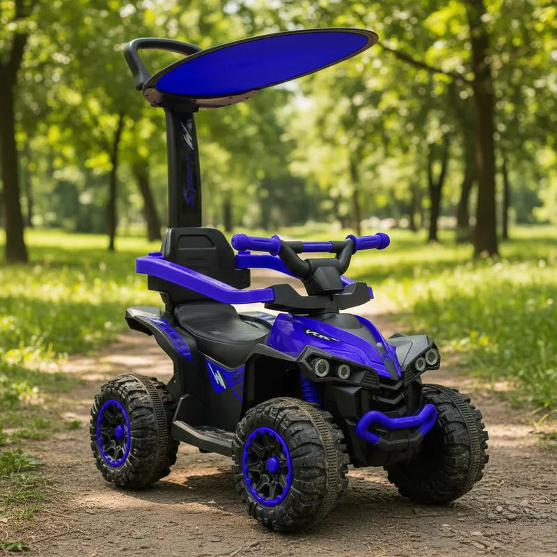 Cuatrimoto a batería con barra de empuje Push Niño Azul