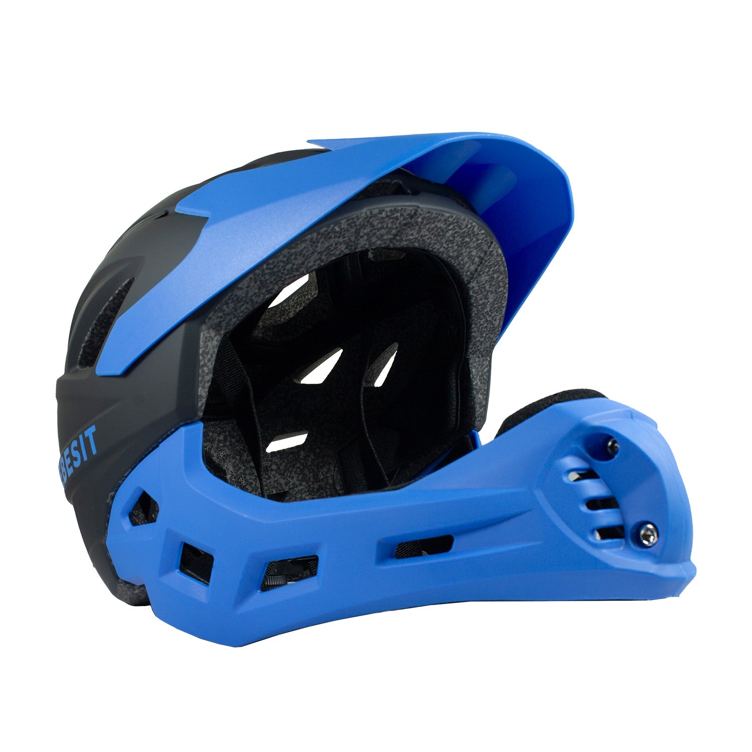 Casco Integral Bici Cross Rejilla Desmontable Negro Azul