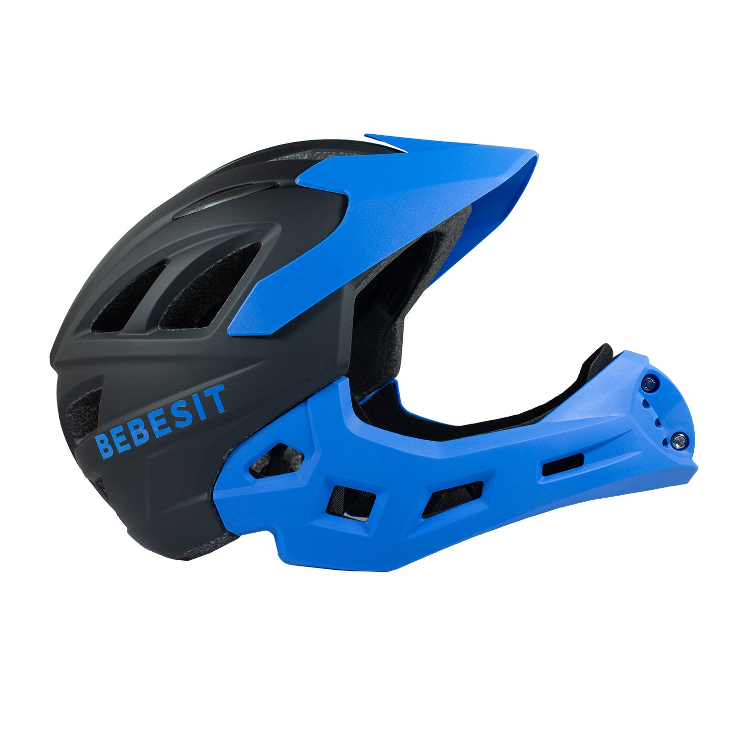 Casco Integral Bici Cross Rejilla Desmontable Negro Azul