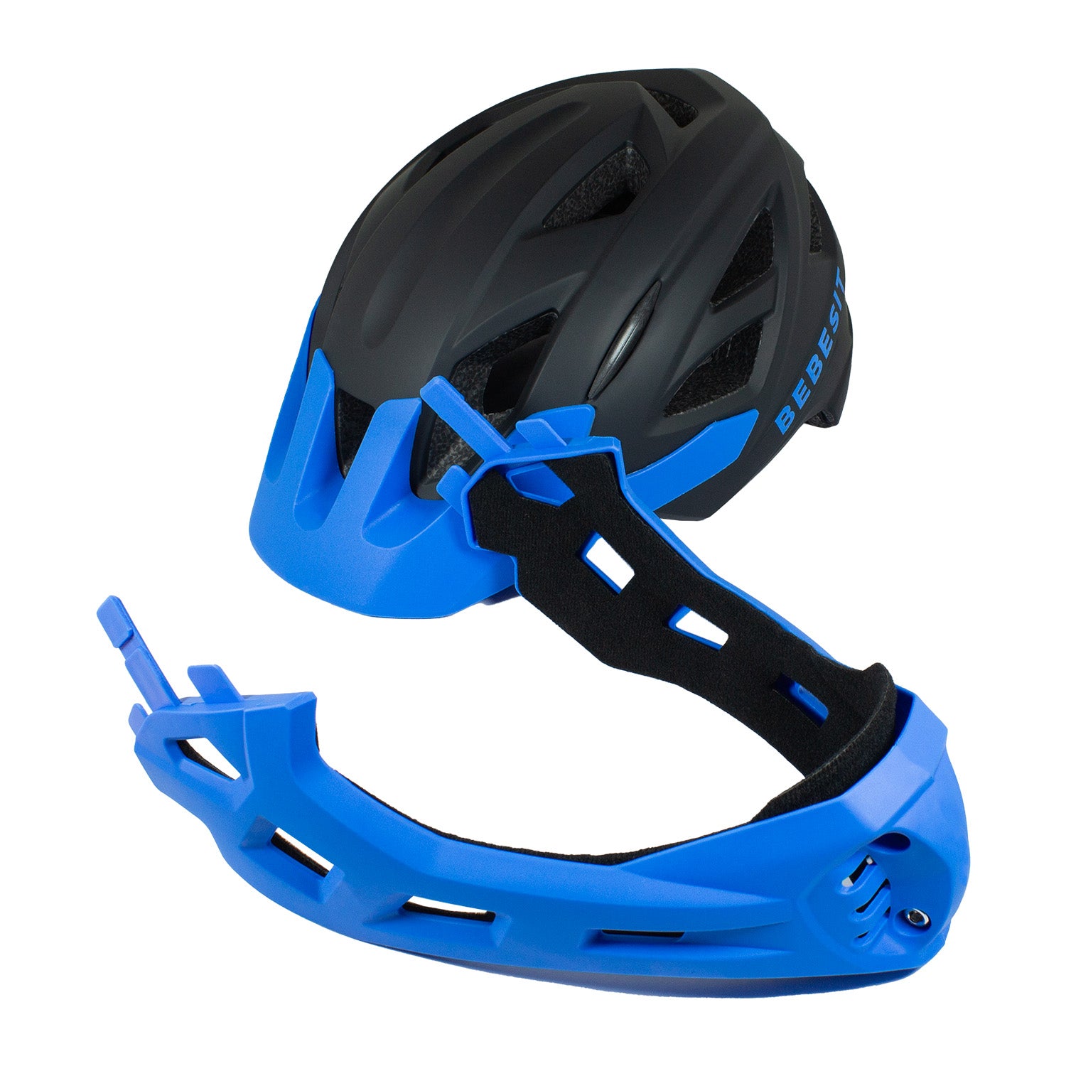 Casco Integral Bici Cross Rejilla Desmontable Negro Azul