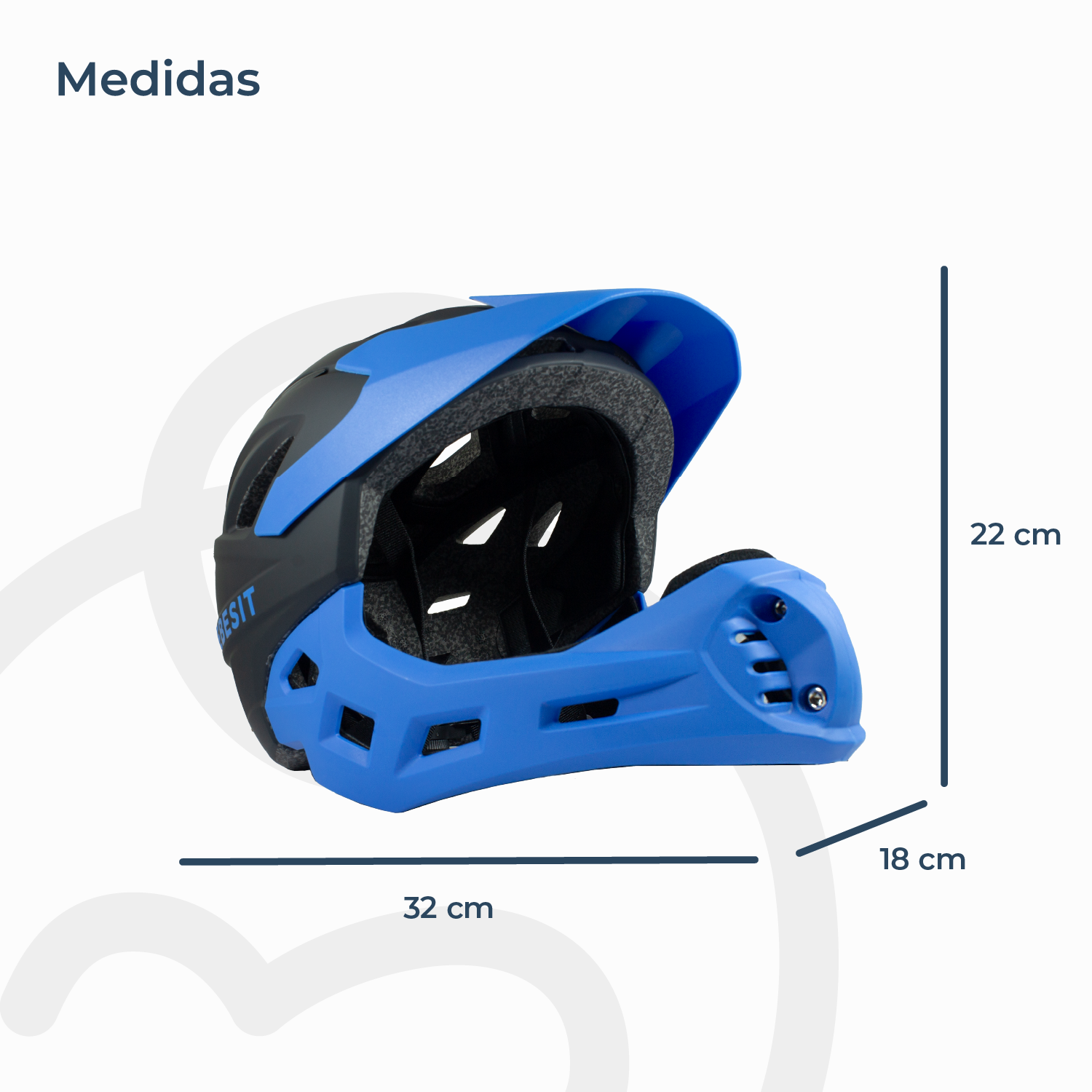 Casco Integral Bici Cross Rejilla Desmontable Negro Azul