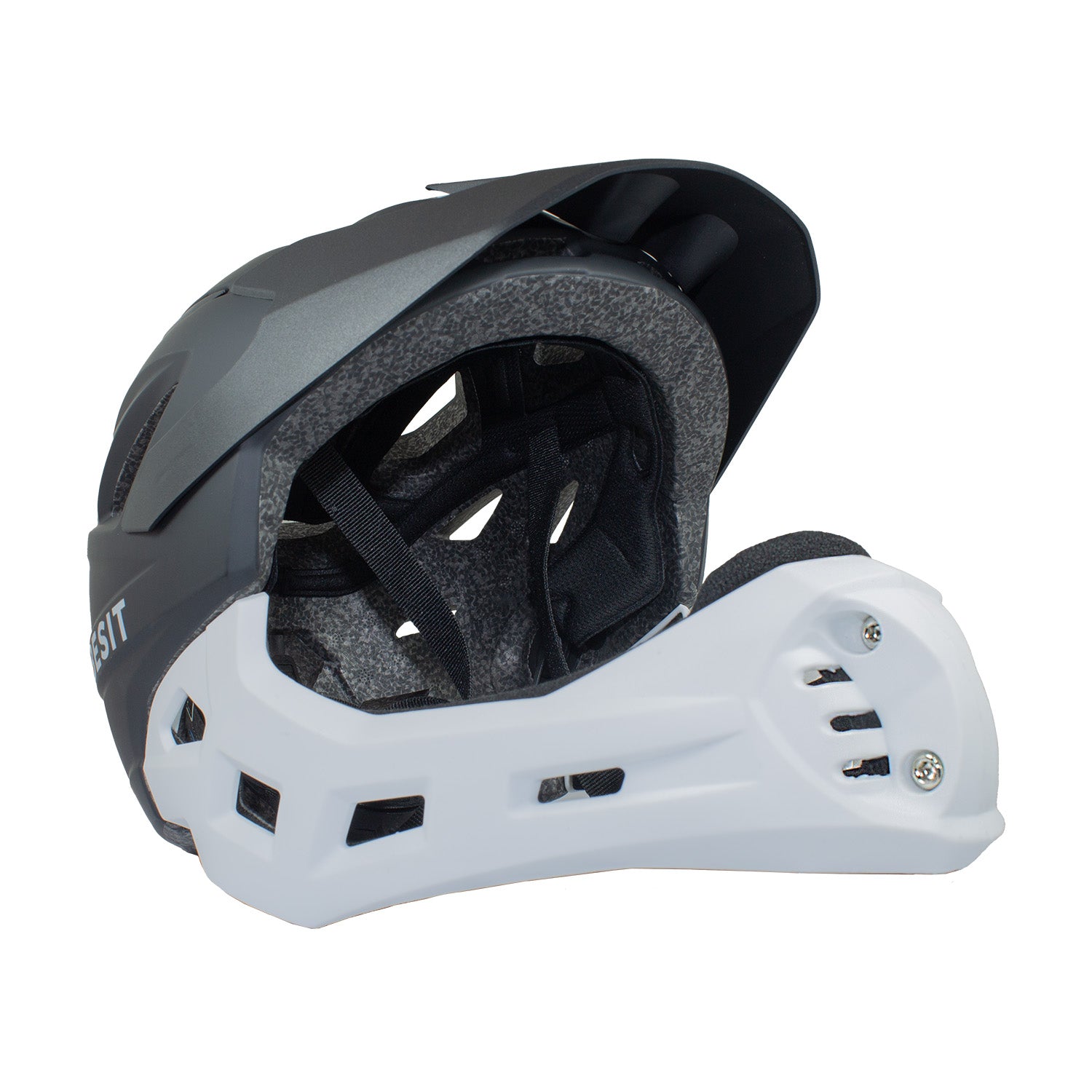 Casco Integral  Bici Cross Rejilla Desmontable Blanco Negro