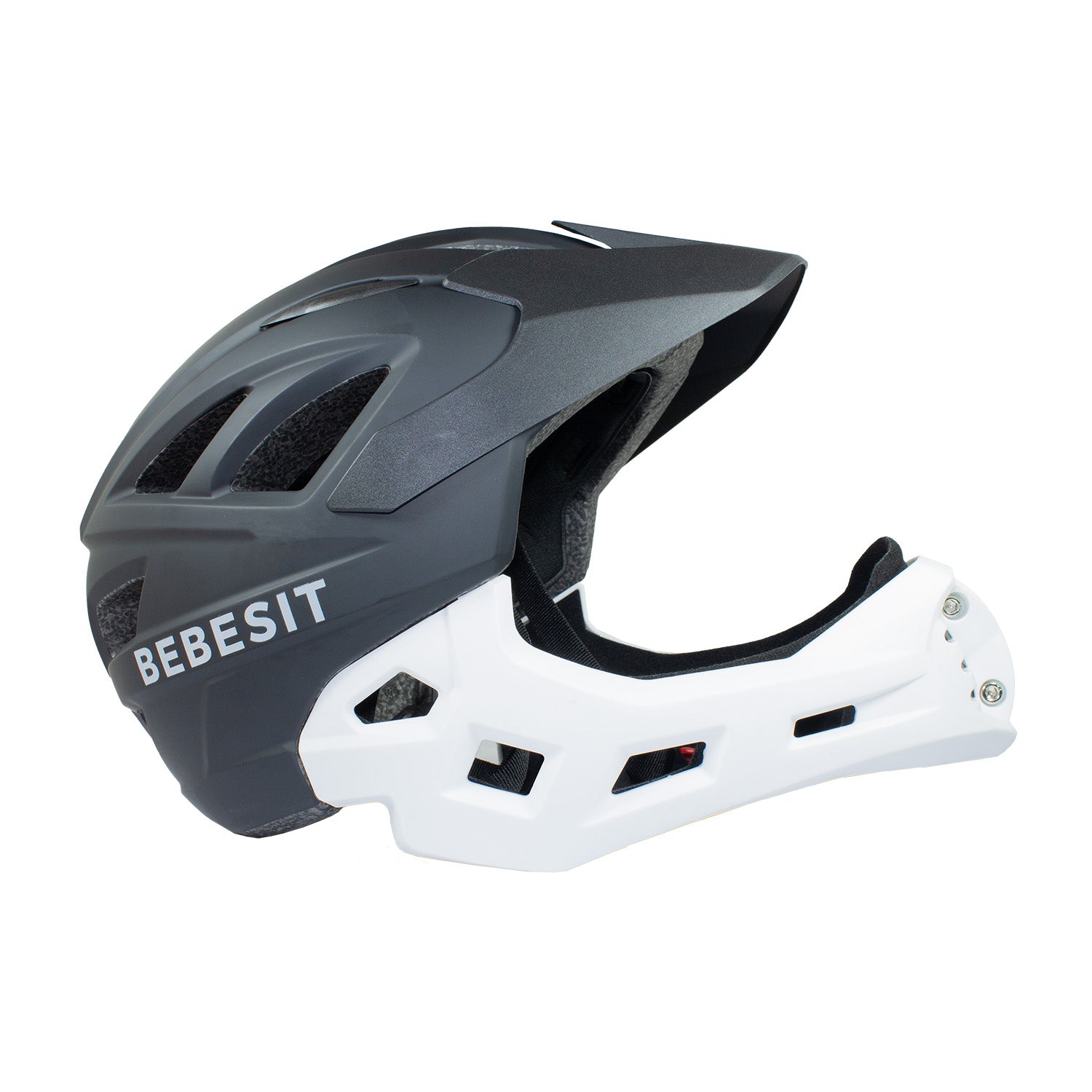 Casco Integral  Bici Cross Rejilla Desmontable Blanco Negro