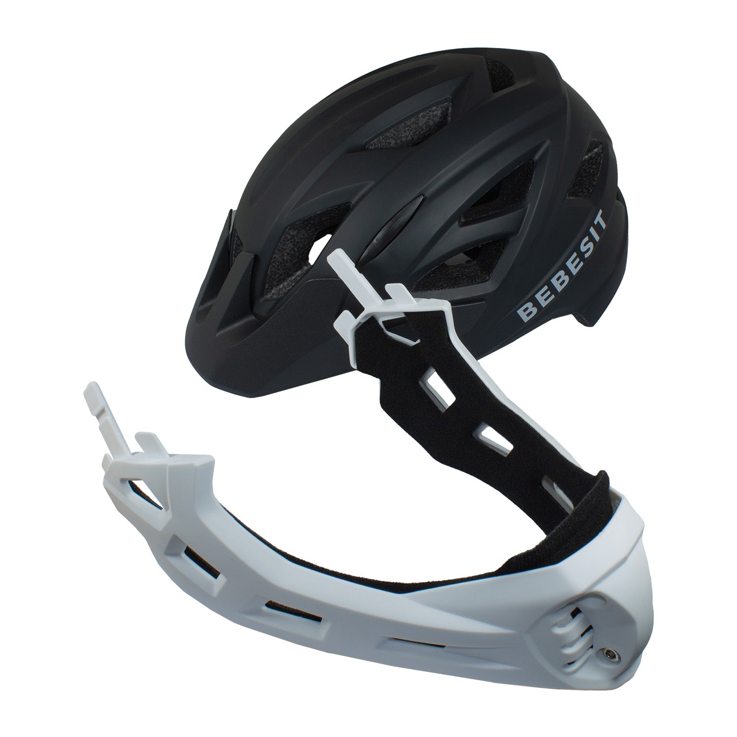 Casco Integral  Bici Cross Rejilla Desmontable Blanco Negro