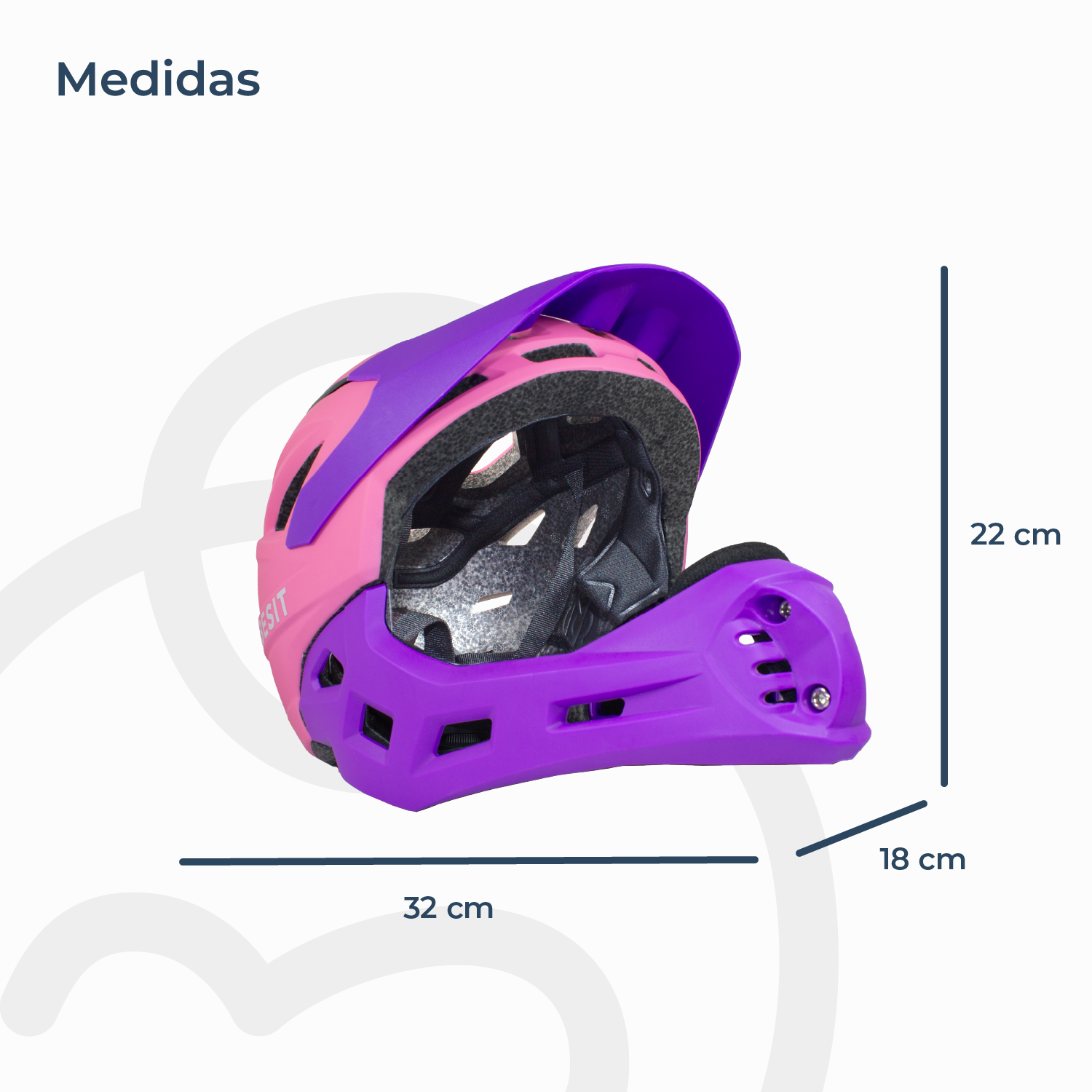 Casco Integral Bici Cross Rejilla Desmontable Rosado Morado