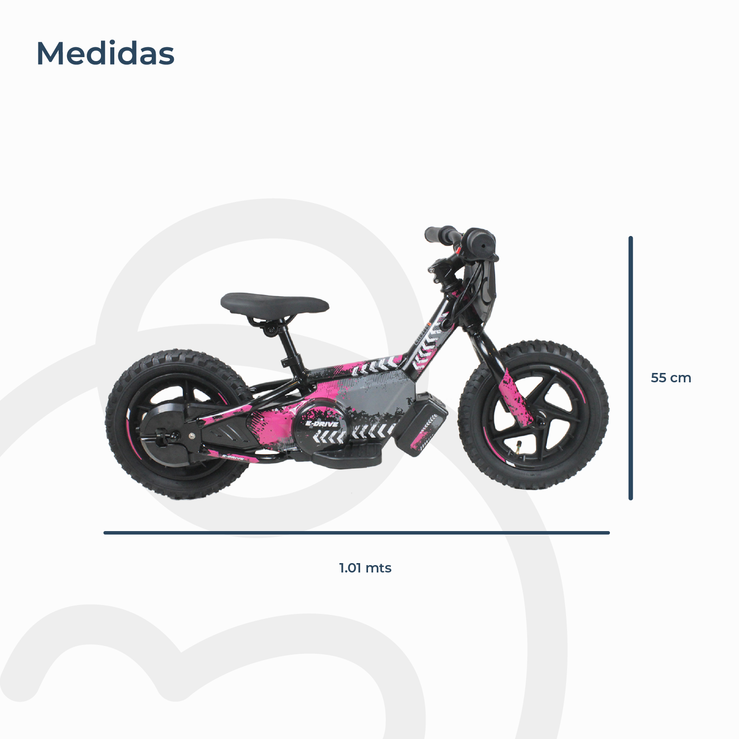 Bicicleta Moto Eléctrica E-Bike BeRide Aro 12 Rosada