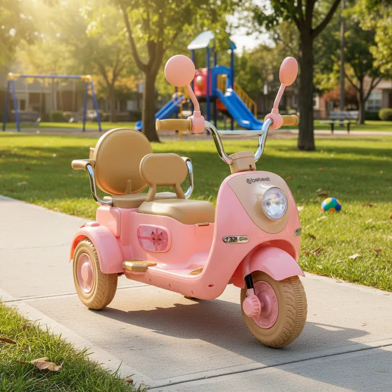 Moto Scooter Eléctrica Doble Rosa Bebesit