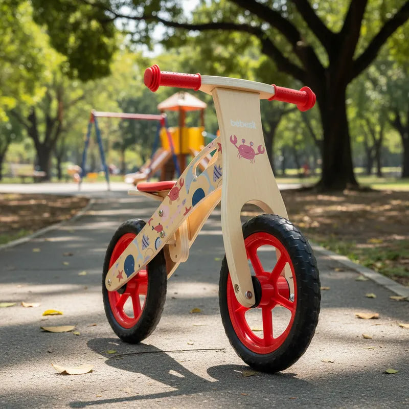Balance Bike Bicicleta de Equilibrio Madera Océano Rojo