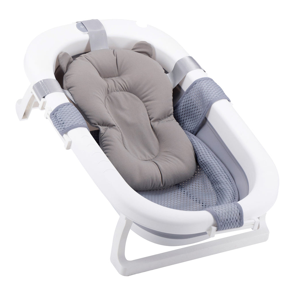 Bañera plegable con cojín almohada y reductor gris