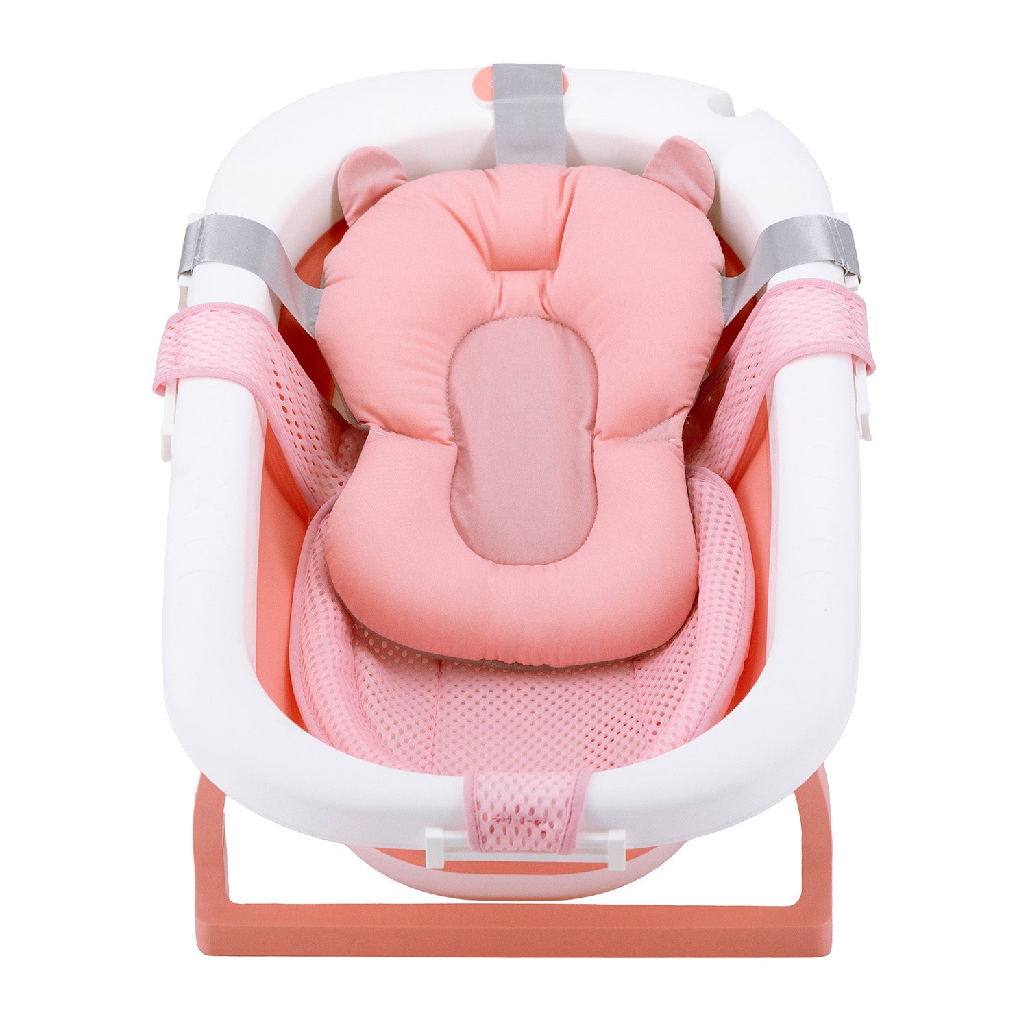 Bañera Plegable Bebe con Cojin Almohada y reductor Rosada