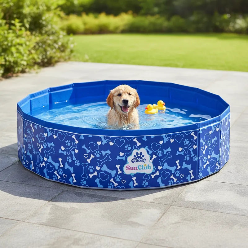 Piscina Bañera Plegable para Mascotas Azul