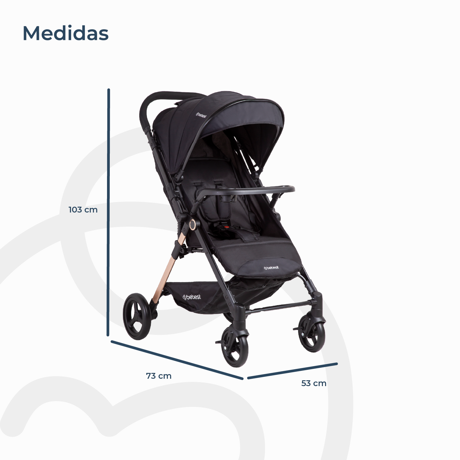 Coche de Paseo City Reversible con Bandeja Negro