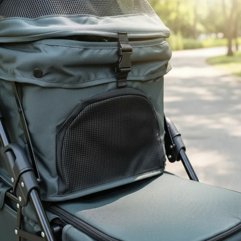 Coche Mascotas DuoPet Doble Gris