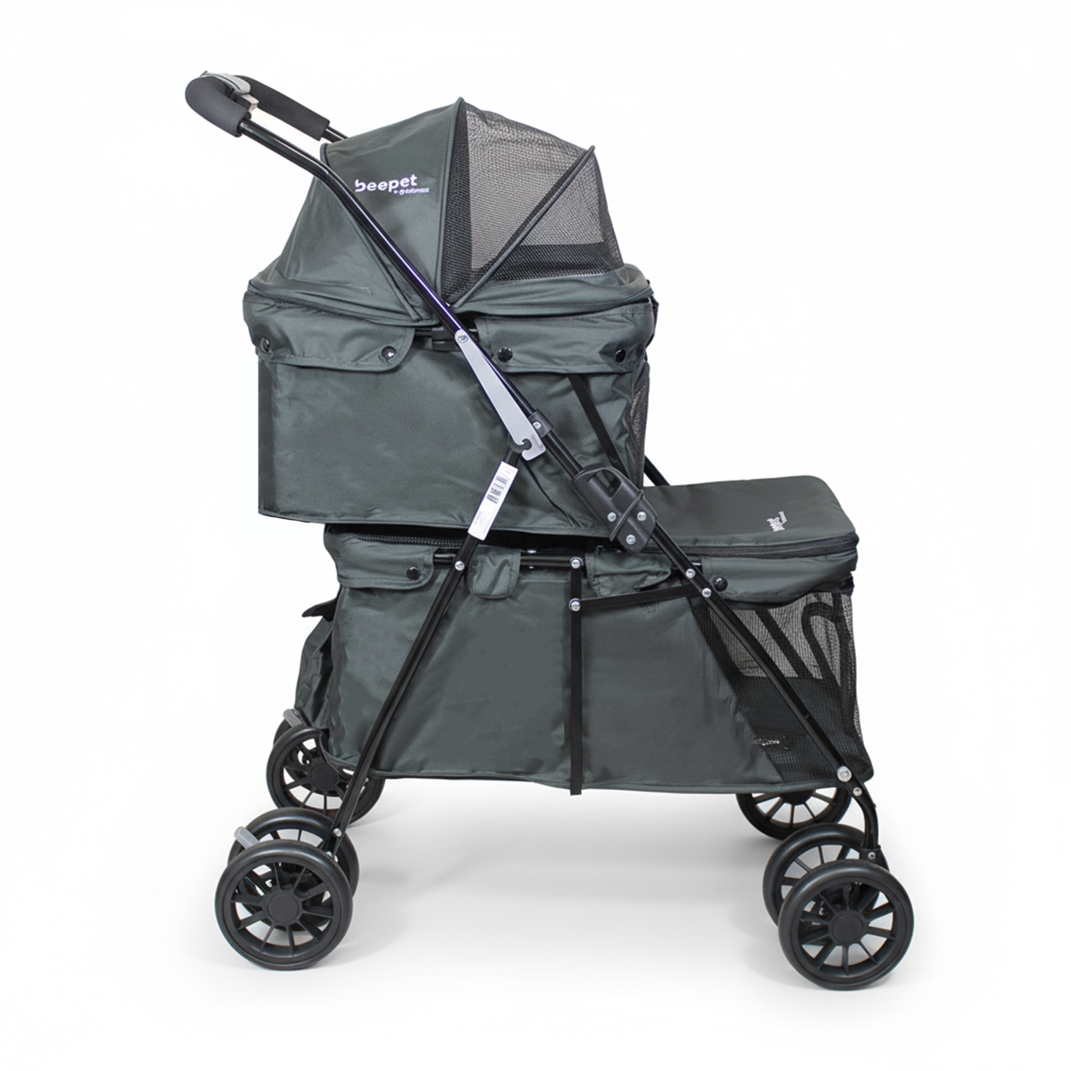 Coche Mascotas DuoPet Doble Gris