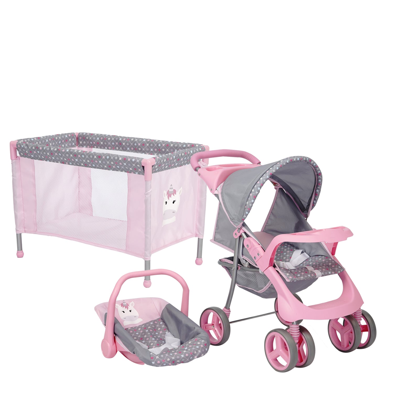 Juguete Coche Travel Muñeca con cuna unicornio