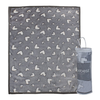 Frazada Ultra Soft Corazones 80x110cm Gris...