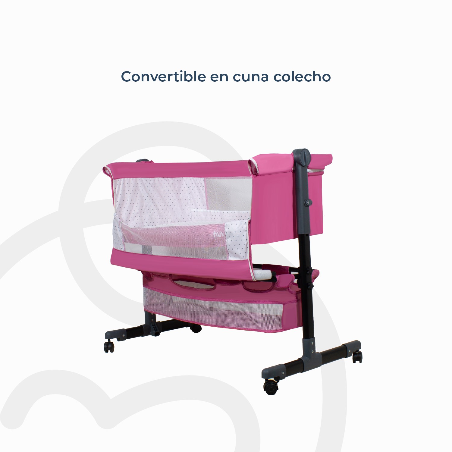 Cuna Colecho Cozy con Colchón Mosquitero y Canasto Rosa Huvi